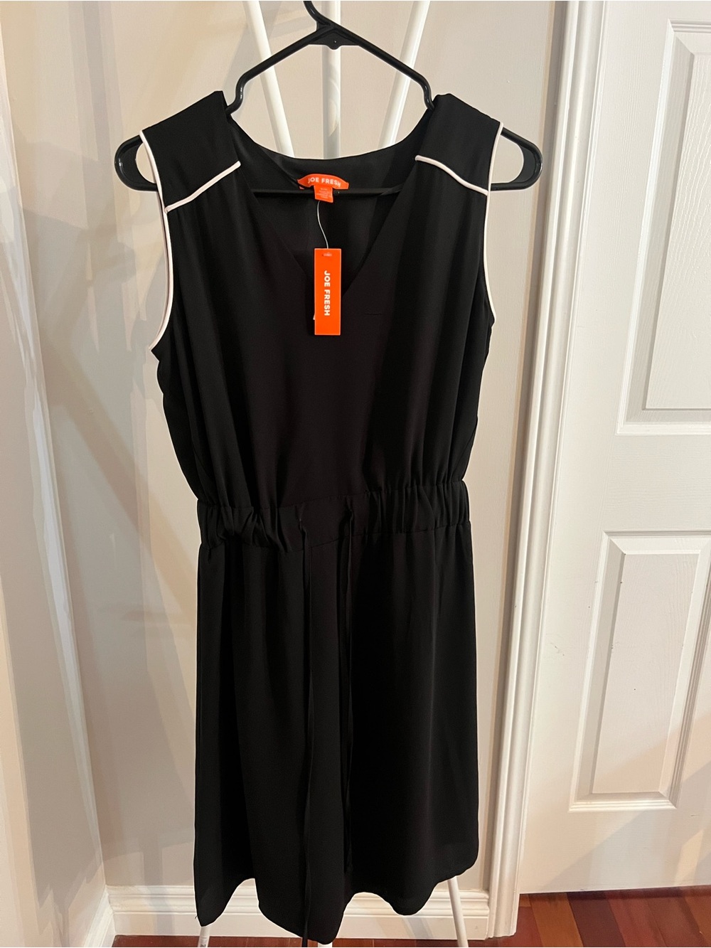 Joe Fresh Black Sleeveless Mini Dress with White Piping